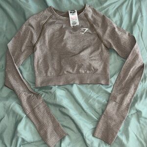 Gymshark ADAPT FLECK SEAMLESS LONG SLEEVE CROP TOP ( XS )